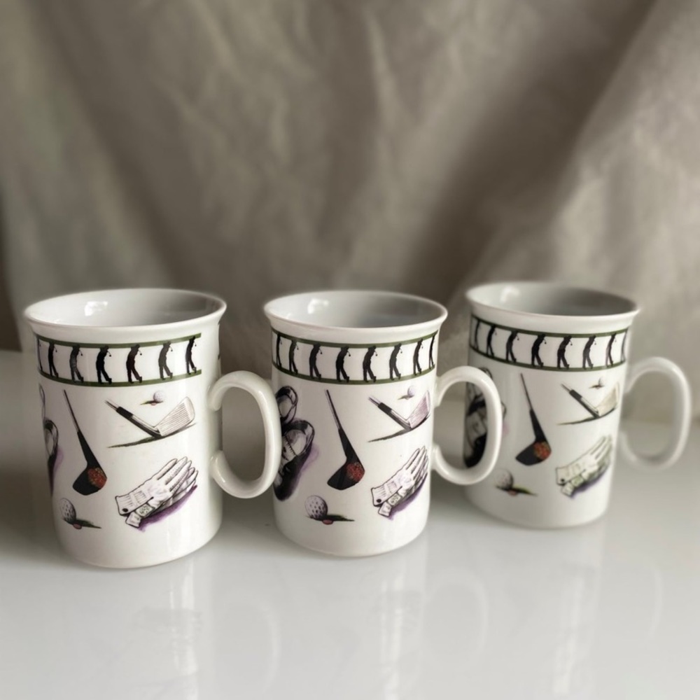 Vintage Golf Mugs Optima Christopher Stuart Golf Themed Coffee Dad Grandpa Gift